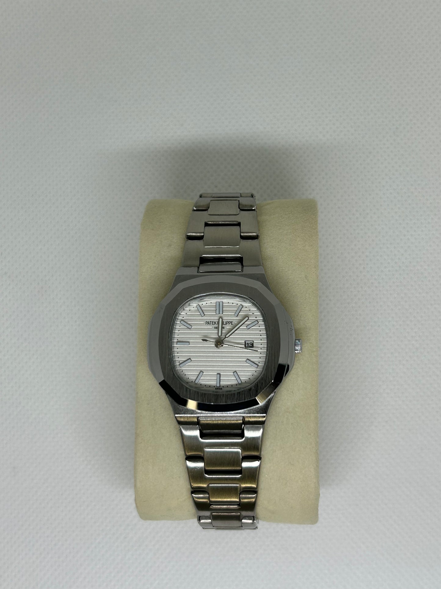 Ladies Steel Sport Luxe Watch Silver Embossed Dial & Date