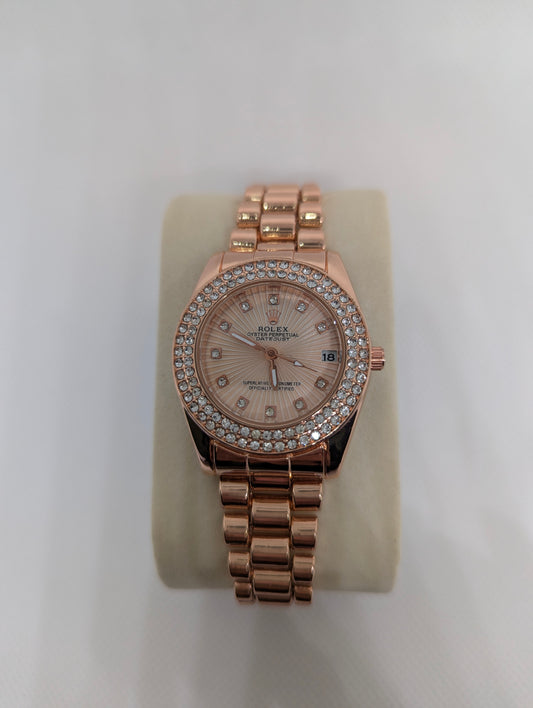 Rose Gold watch with Diamond Bezel & Dial