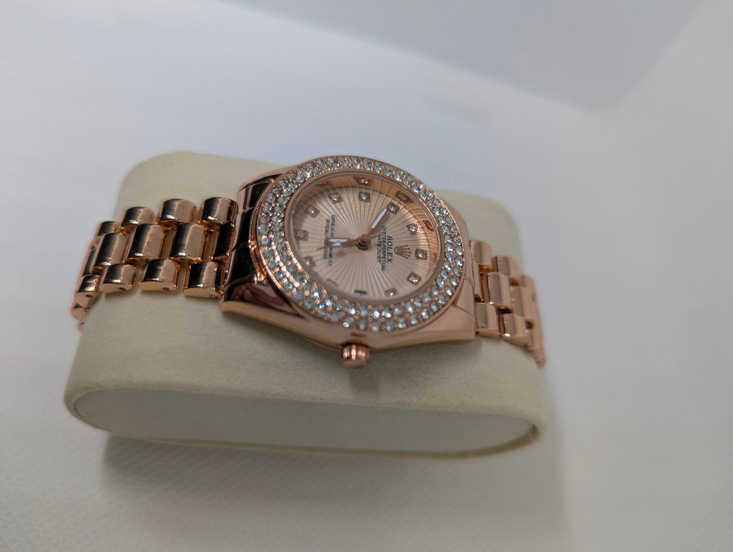 Rose Gold watch with Diamond Bezel & Dial
