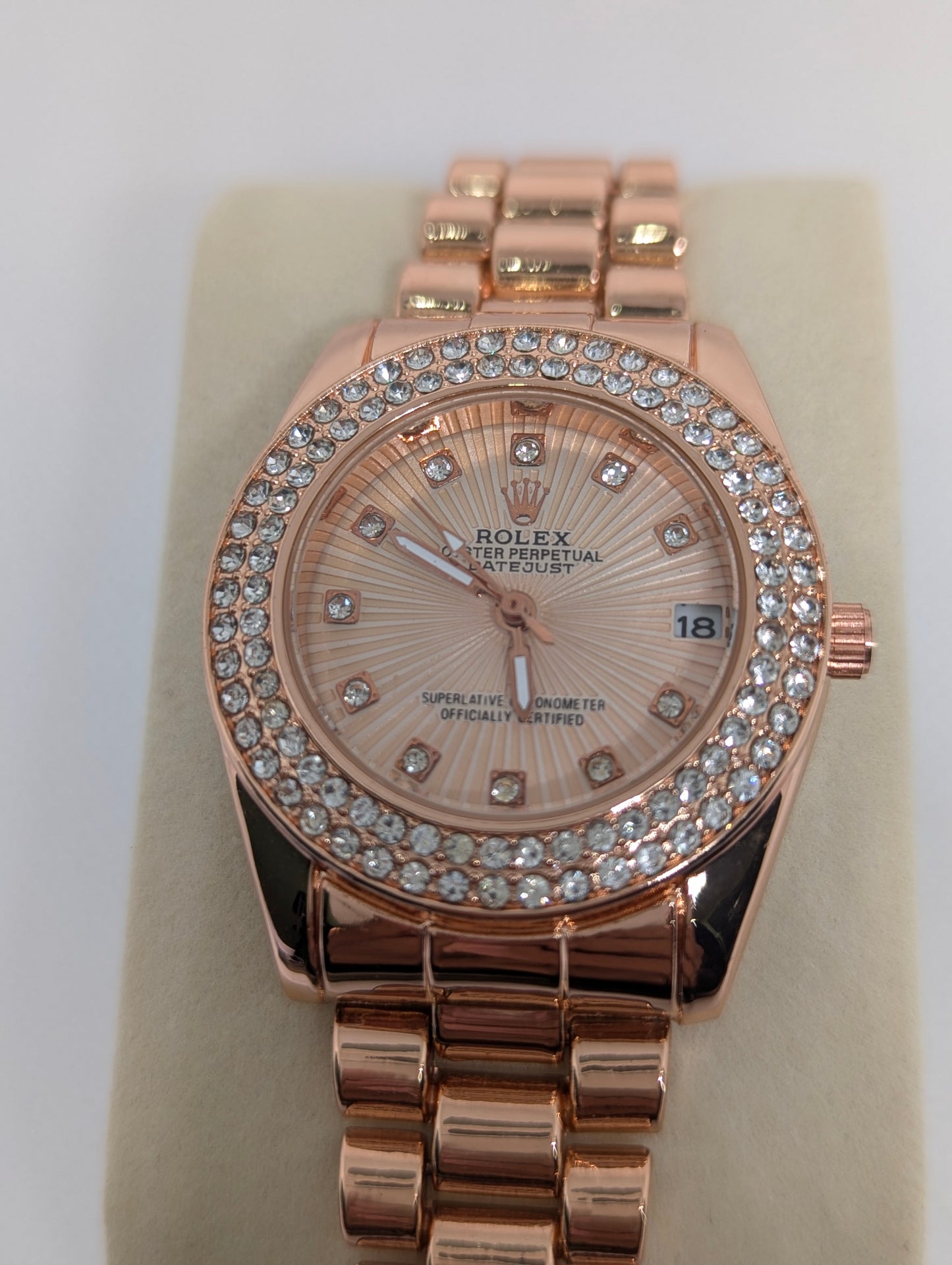Rose Gold watch with Diamond Bezel & Dial