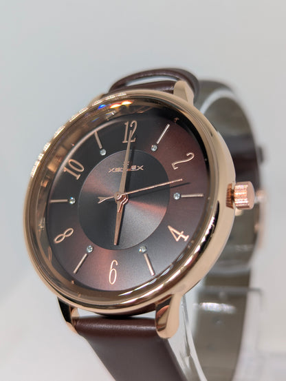 Xenlex Rose Gold & Brown Ladies Watch – A Touch of Warm Elegance