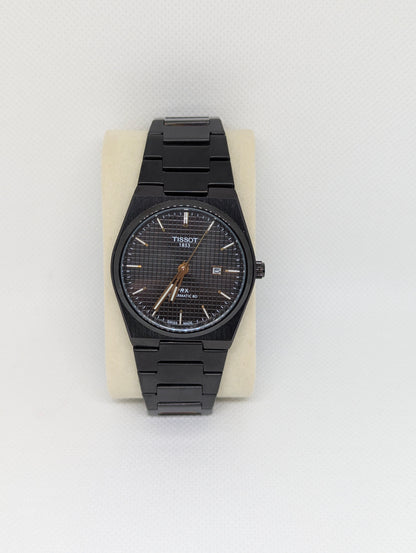 Men’s Full Black Stainless Steel Watch with Textured Dial