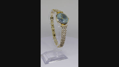 Ladies Gold Watch with Multi Textured Dial & Crystal Bracelet