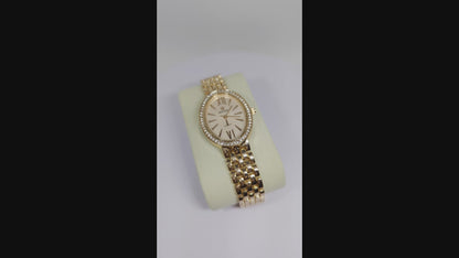 Rose Gold Ladies Watch with Diamond Bezel Classic Elegance