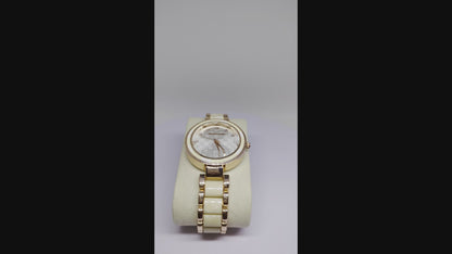 Michael Kors Ladies, Rose Gold Watch with Crystal Markers & Ivory Ceramic Links