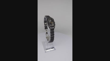 True Worth Black Ceramic Ladies Watch with Rectangular Dial