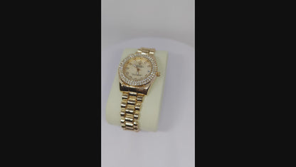 Rose Gold watch with Diamond Bezel & Dial